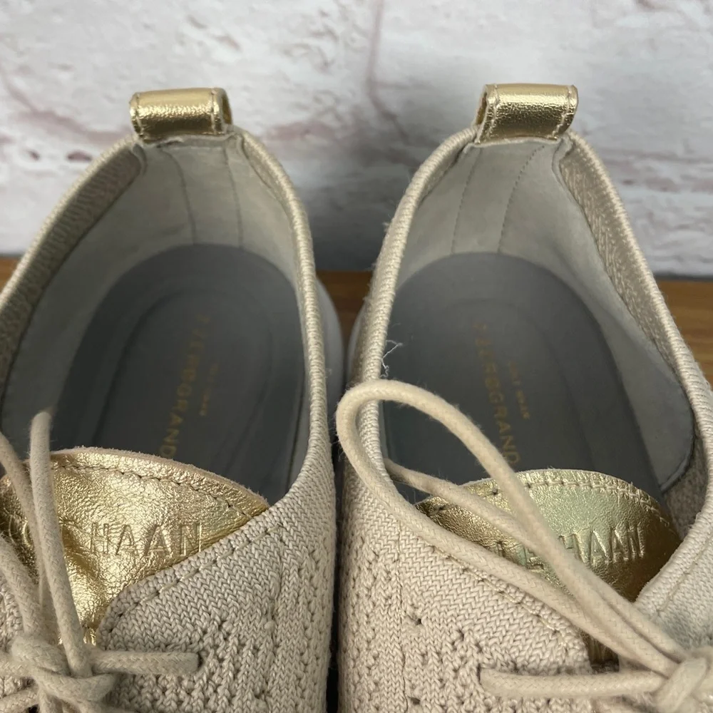 Cole Haan 2.Zero Grand Stitchlite Oxford Gold & Tan Sneakers Size 9